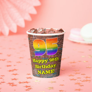 95th Birthday: Fun Graffiti-Inspired Rainbow 95 Paper Cups