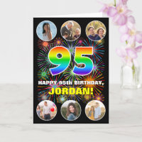95th Birthday: Fun Rainbow #, Custom Name & Photos