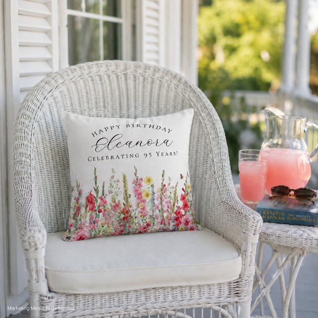 95th Birthday Gift August Birth Flower Custom Cushion (Creator Uploaded)