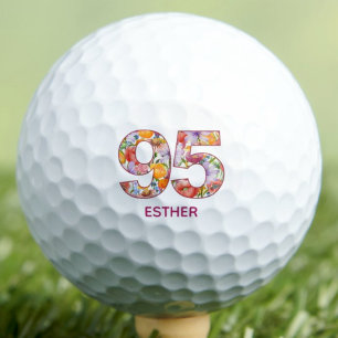 95th Birthday Gift Floral Number - 95 Years Sports Golf Balls