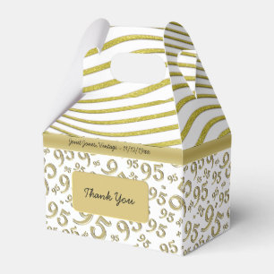 95th Birthday Gold and White Number Pattern Favour Box