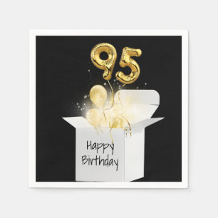 95th Birthday Gold Balloons In White Box Napkin