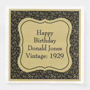 95th Birthday Gold/Black Bracket Number Pattern Napkin