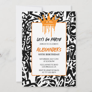 95th birthday invitation Men Party Graffiti Paint 