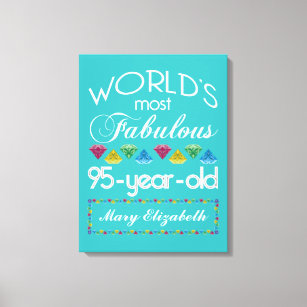 95th Birthday Most Fabulous Colourful Gem Turquois Canvas Print