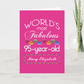 95th Birthday Most Fabulous Colourful Gems Pink Card
