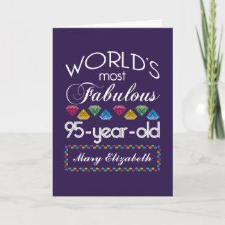95th Birthday Most Fabulous Colourful Gems Purple Card