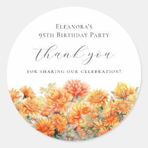 95th Birthday November Birth Flower Thank You Classic Round Sticker