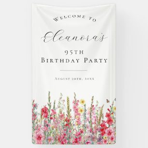 95th Birthday Party August Birth Flower Welcome Banner