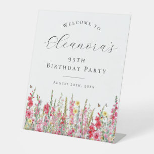 95th Birthday Party August Birth Flower Welcome Pedestal Sign
