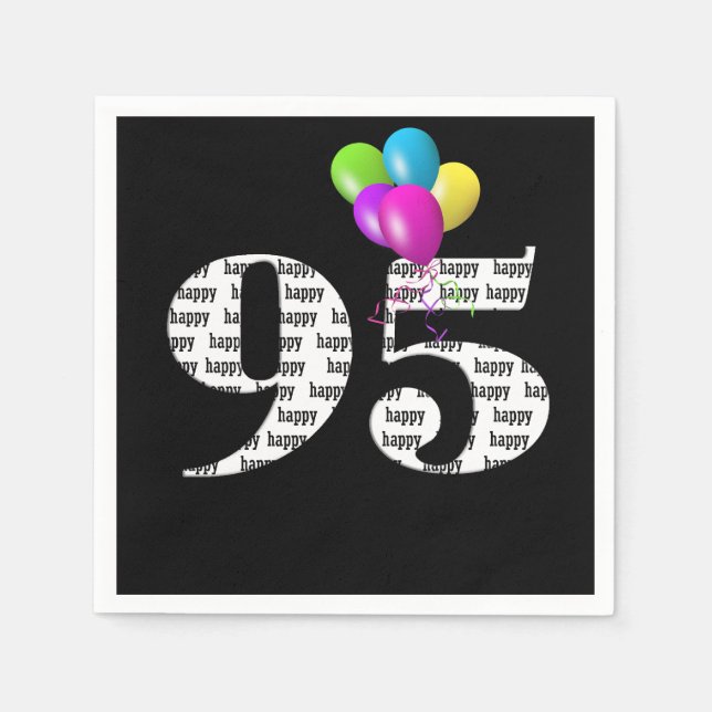 95th birthday party balloons napkin (Front)