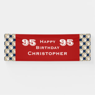 95th Birthday Party Baseball Banner, Adult, Red Banner