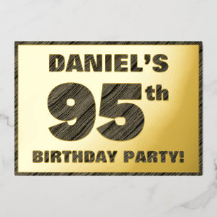 95th Birthday Party — Bold, Faux Wood Grain Text