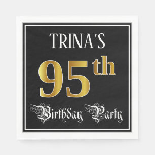 95th Birthday Party — Fancy Script, Faux Gold Look Napkin