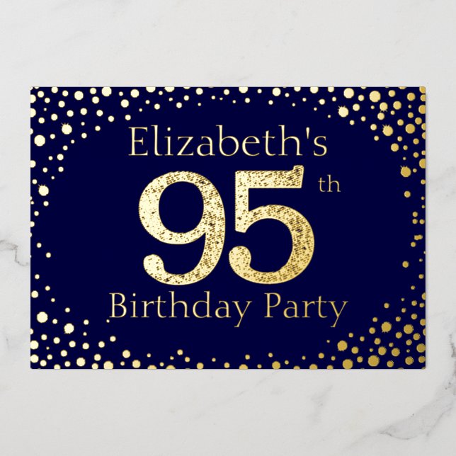 95th Birthday Party Foil Invitation (Front)