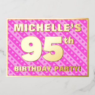 95th Birthday Party — Fun Pink Hearts and Stripes