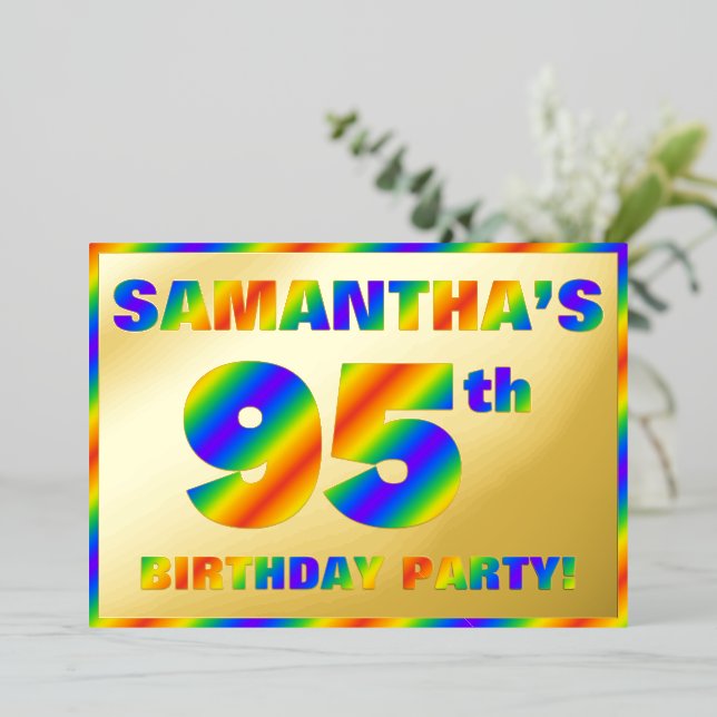 95th Birthday Party — Fun, Rainbow Spectrum “95” (Standing Front)