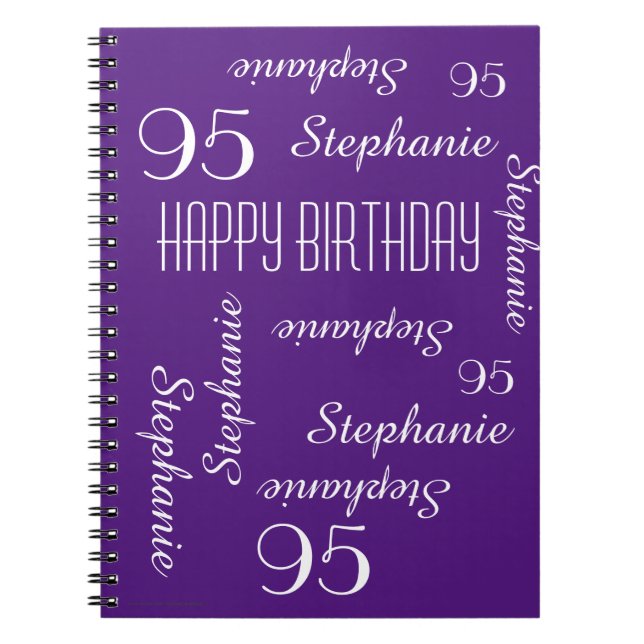 95th Birthday Party Guest Book, Repeating Names Spiral Notebook (Front)