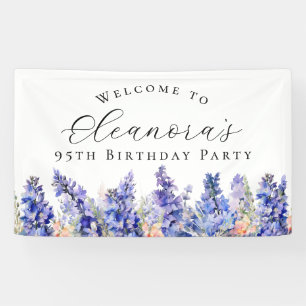 95th Birthday Party July Birth Flower Welcome Banner