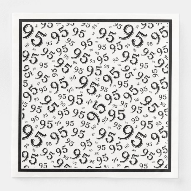 95th Birthday Party Number Pattern Black/White Napkin (Front)