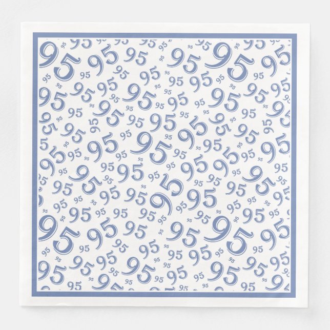95th Birthday Party Number Pattern Blue/White Napkin (Front)