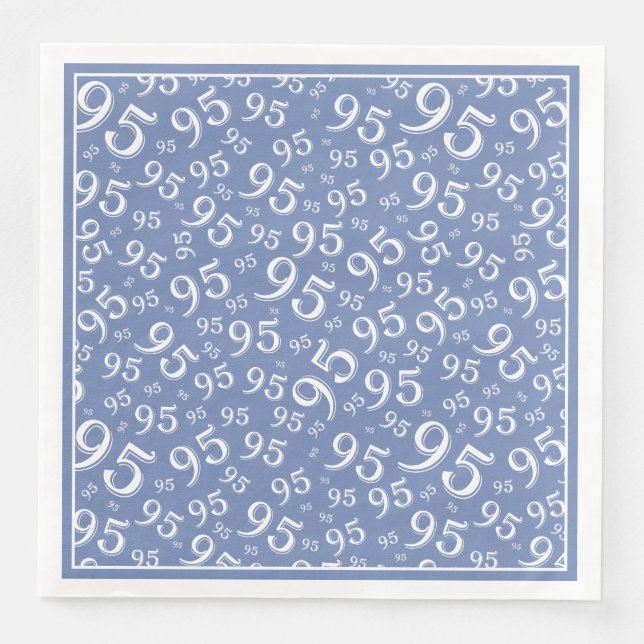 95th Birthday Party Number Pattern Blue/White Napkin (Front)