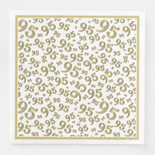 95th Birthday Party Number Pattern Gold/White Napkin
