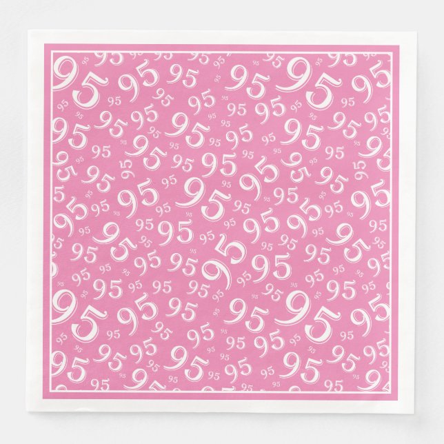 95th Birthday Party Number Pattern Pink/White Napkin (Front)