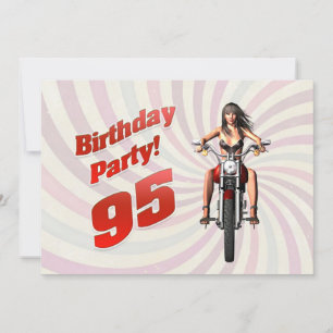 95th birthday party with a girl on a motorbike invitation