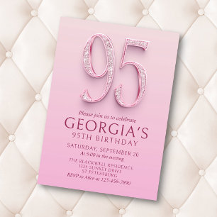 95th Birthday Pink Diamonds Invitation