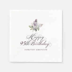 95th Birthday Purple Lilac Spring Flower Cocktail Napkin