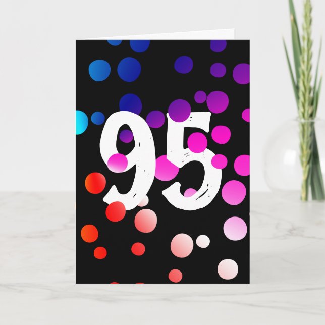 95th Birthday Rainbow Dots on Black Card (Front)