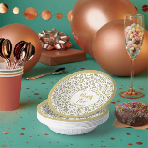 95th Birthday Random Number Pattern Gold/White Paper Plate