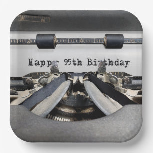 95th Birthday Retro Typewriter   Paper Plate
