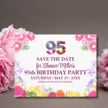 95th Birthday Save the Date, Blush Bloom Floral 95