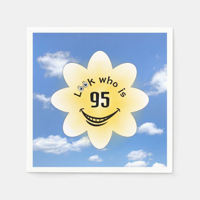 95th Birthday Summer Sunshine and Clouds Napkin (Front)
