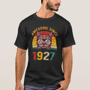 95th Birthday Vintage Cat  95 Years Awesome Since  T-Shirt