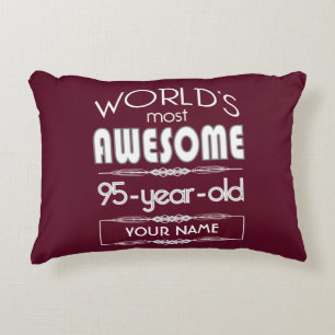 95th Birthday Worlds Best Fabulous Dark Red Maroon Decorative Cushion