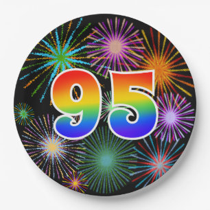 95th Event - Fun, Colorful, Bold, Rainbow 95 Paper Plate