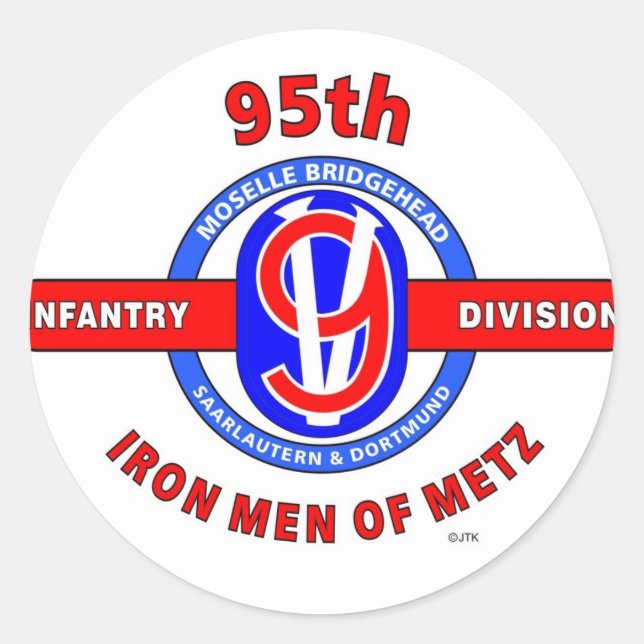 95TH INFANTRY DIVISION "IRON MEN OF METZ" CLASSIC ROUND STICKER (Front)