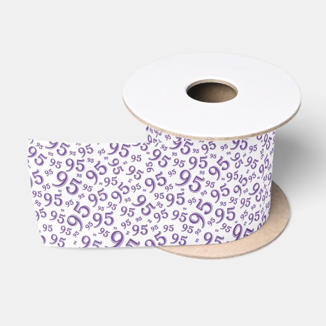 95th Modern Random Number Pattern Purple/White Satin Ribbon (Spool)