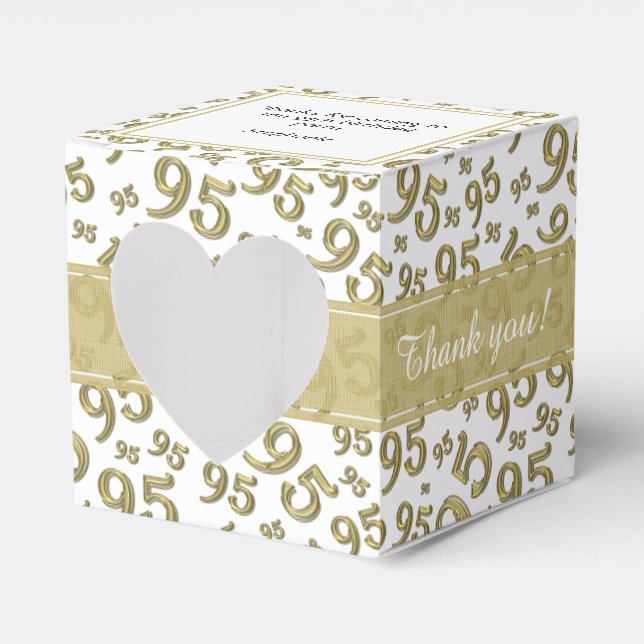 95th Thank You Birthday Gold/White Number pattern Favour Box (Front Side)