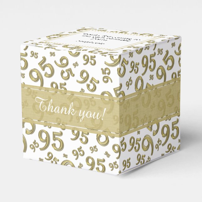 95th Thank You Birthday Gold/White Number pattern Favour Box (Front Side)