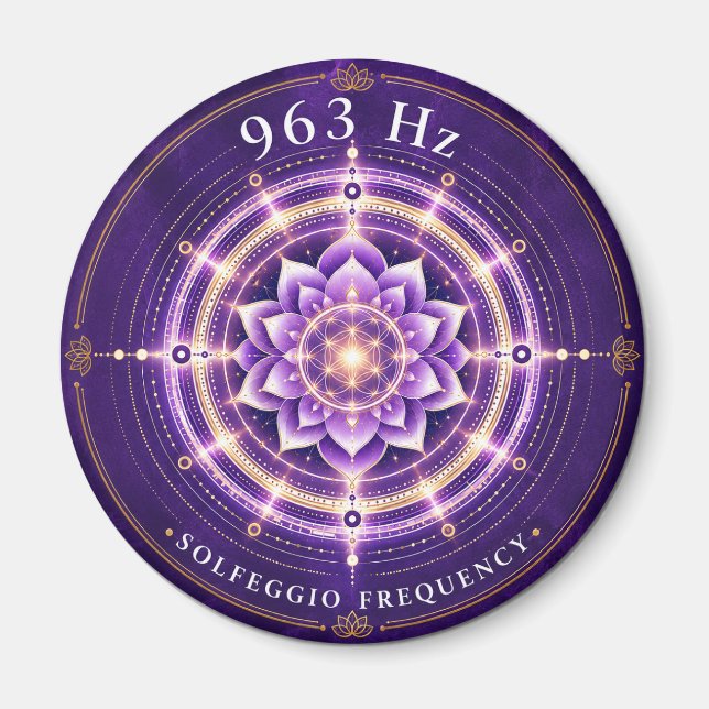963 Hz Solfeggio Frequency Magnet | Flower of Life (Front)
