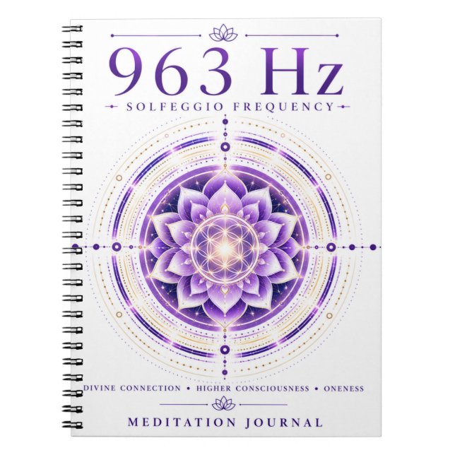 963 Hz Solfeggio Frequency Notebook – Divine Conne (Front)
