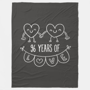964th Anniversary Gift Chalk Hearts Fleece Blanket