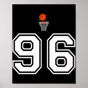 96 Number Basketball Style Vintage White Premium Poster