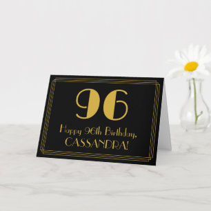 96th Birthday: Art Deco Inspired Look "96" + Name Card