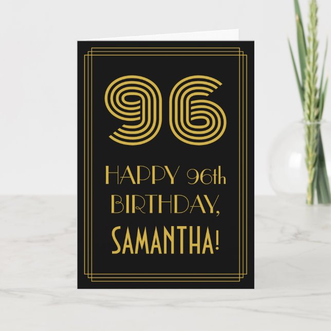 96th Birthday: Art Deco Inspired Look "96" & Name Card (Front)