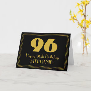 96th Birthday: Art Deco Inspired Look "96" & Name Card